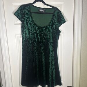 Killstar Enchanted Forest Green Velvet Mini Dress